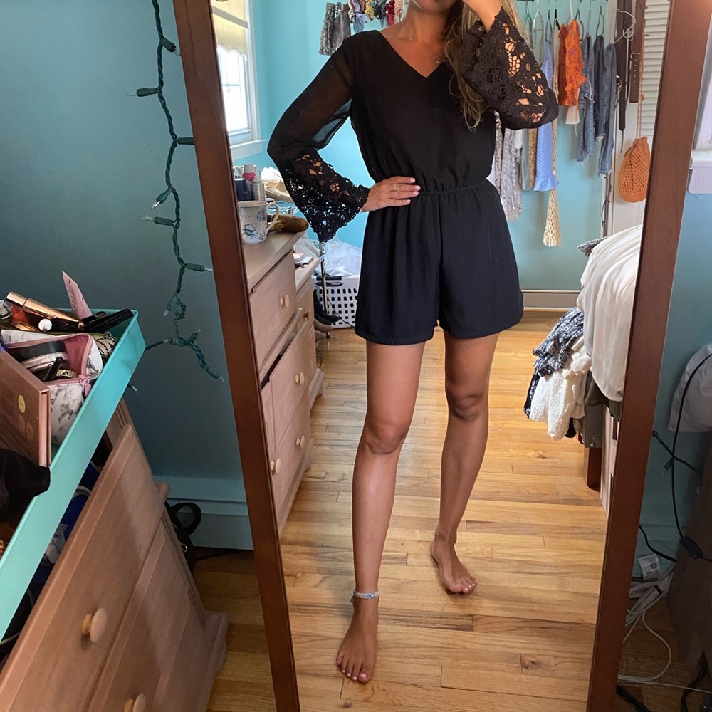 Little black bell sleeve romper